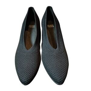 Eileen Fisher Black Gabby Recycled Stretch Knit Block Heel Size 7 Pumps Shoes